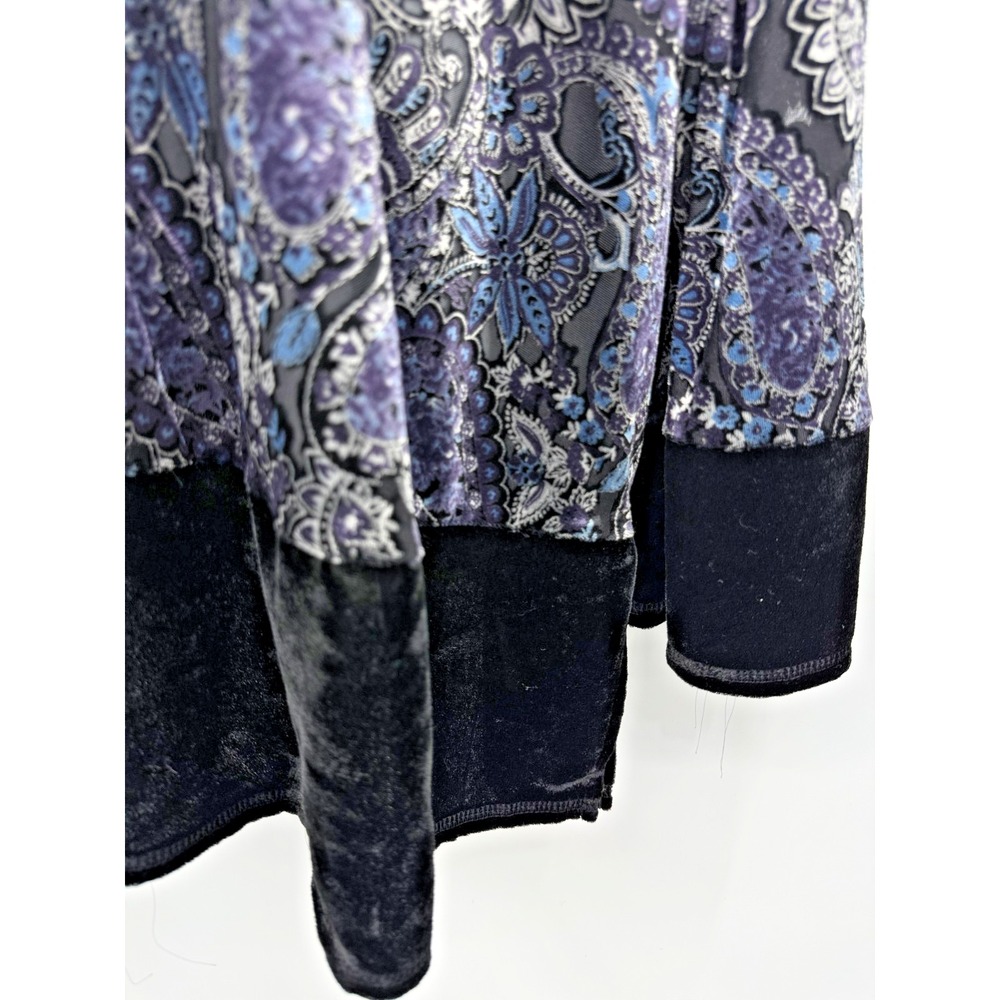 Avenue Tunic Blouse Size 30/32 Paisley Sheer Burnout Velvet Artsy Boho Softcore - Picture 2 of 8